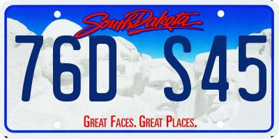 SD license plate 76DS45