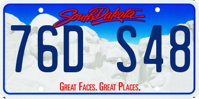 SD license plate 76DS48