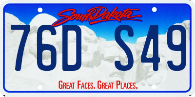 SD license plate 76DS49