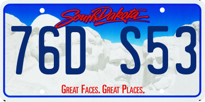 SD license plate 76DS53