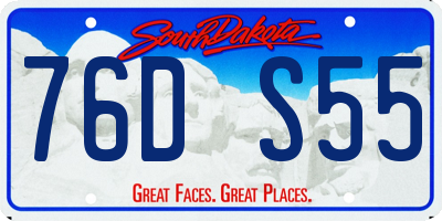 SD license plate 76DS55