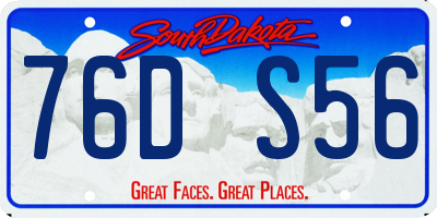 SD license plate 76DS56