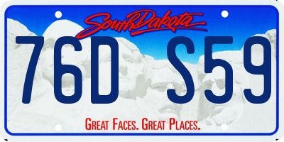 SD license plate 76DS59