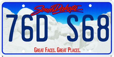 SD license plate 76DS68