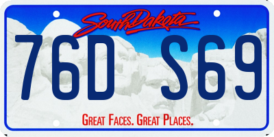 SD license plate 76DS69