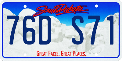 SD license plate 76DS71