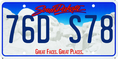 SD license plate 76DS78