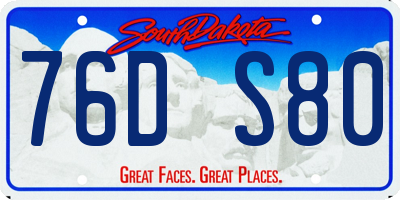 SD license plate 76DS80