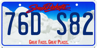 SD license plate 76DS82
