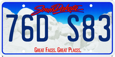 SD license plate 76DS83
