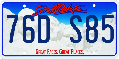 SD license plate 76DS85