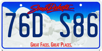 SD license plate 76DS86