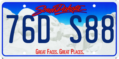 SD license plate 76DS88