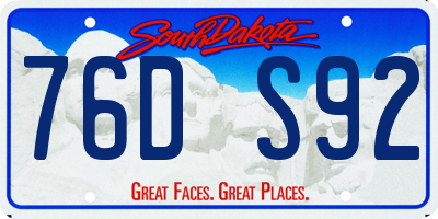 SD license plate 76DS92