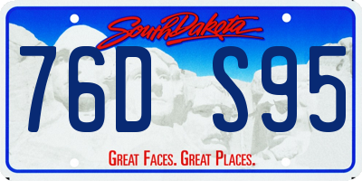 SD license plate 76DS95