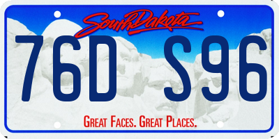 SD license plate 76DS96