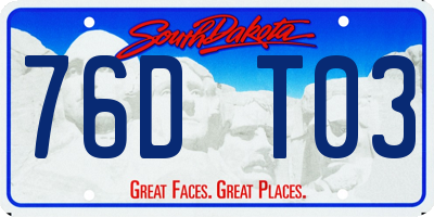SD license plate 76DT03