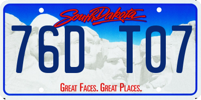 SD license plate 76DT07