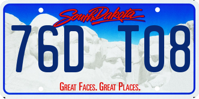 SD license plate 76DT08