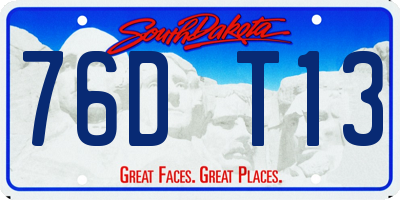 SD license plate 76DT13