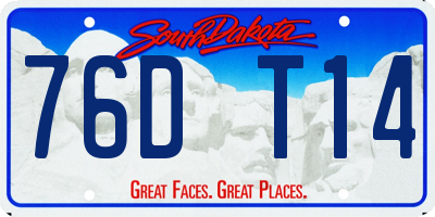 SD license plate 76DT14