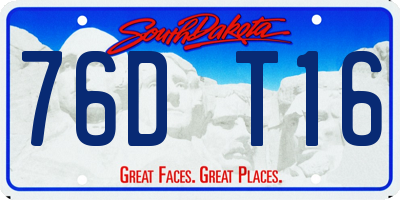 SD license plate 76DT16