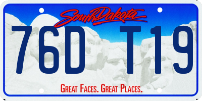 SD license plate 76DT19