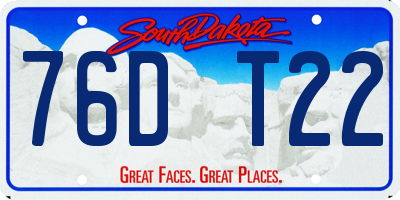 SD license plate 76DT22