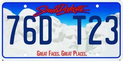 SD license plate 76DT23