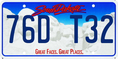 SD license plate 76DT32