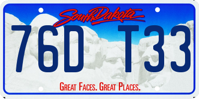SD license plate 76DT33
