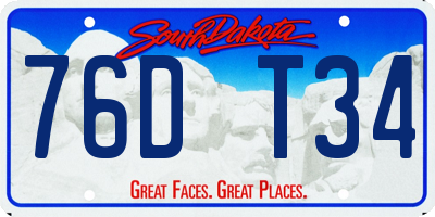 SD license plate 76DT34