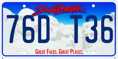 SD license plate 76DT36