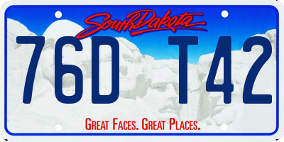SD license plate 76DT42