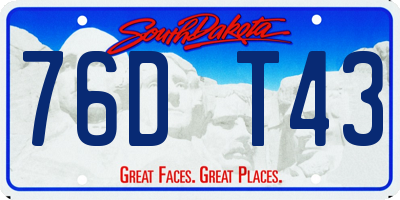 SD license plate 76DT43