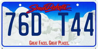 SD license plate 76DT44