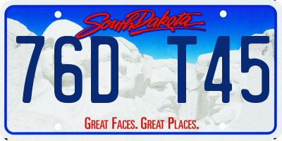 SD license plate 76DT45