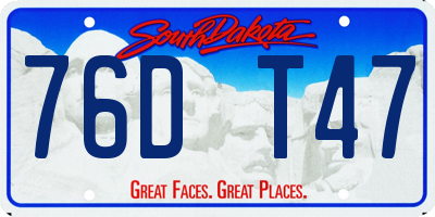 SD license plate 76DT47