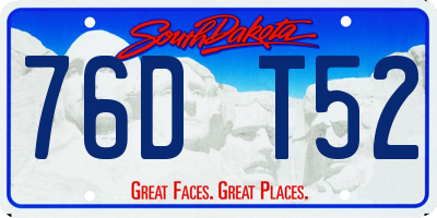 SD license plate 76DT52