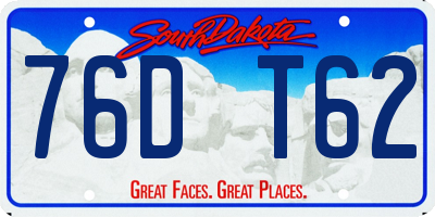 SD license plate 76DT62