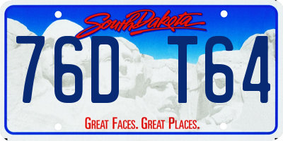 SD license plate 76DT64