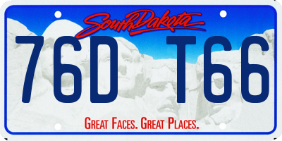 SD license plate 76DT66
