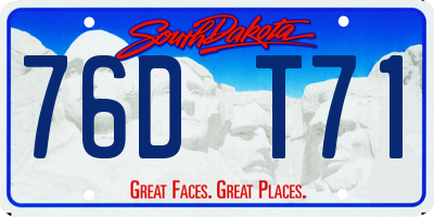 SD license plate 76DT71