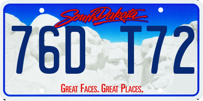 SD license plate 76DT72