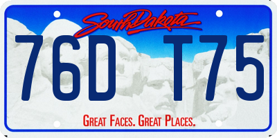 SD license plate 76DT75