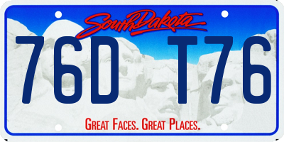 SD license plate 76DT76
