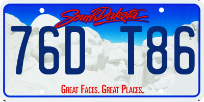 SD license plate 76DT86