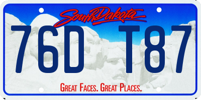SD license plate 76DT87
