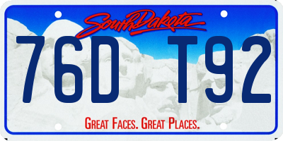 SD license plate 76DT92