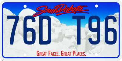 SD license plate 76DT96